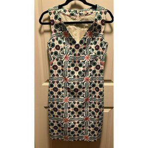 NEW Boden | Tatiana Trellis Tile Green Pink White Sleeveless Sheath Dress Sz 2